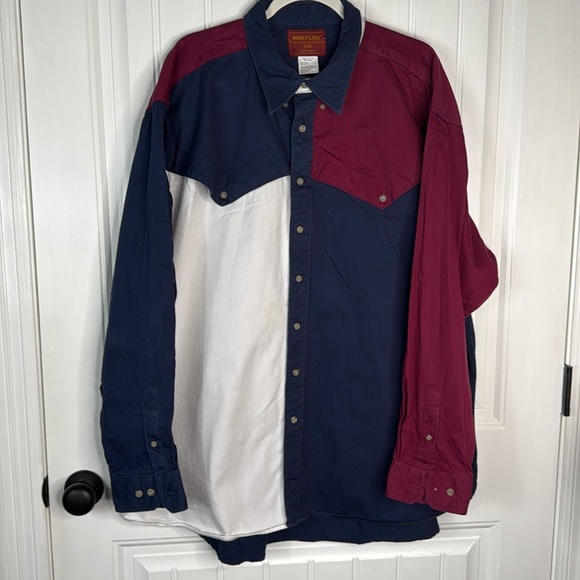 Rustler By Wrangler Western Cowboy Long Sleeve Shirt Mens Size XXL - Picture 1 of 9